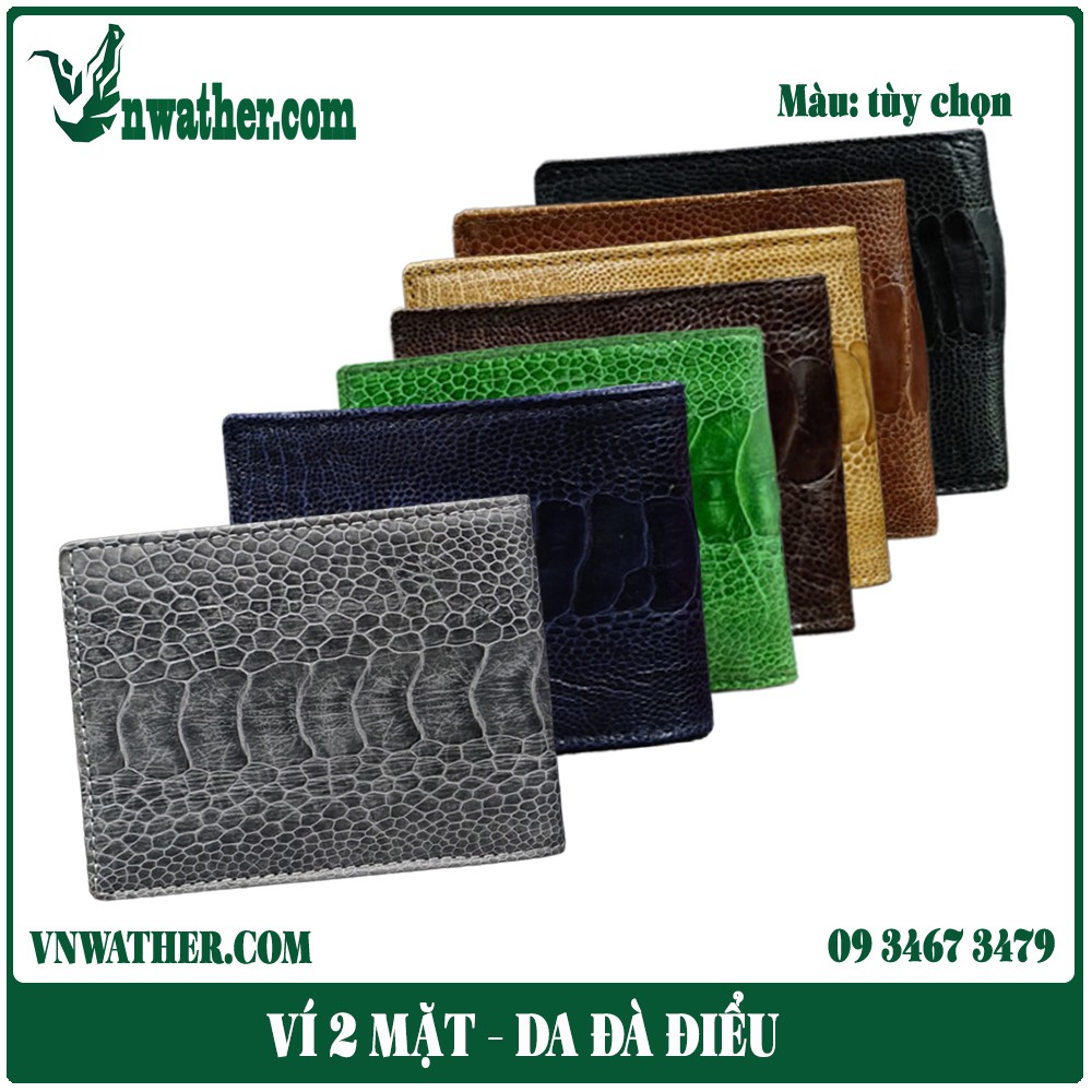 Ví Da Nam Ngang Da Đà Điểu 2 Mặt Cực Xịn