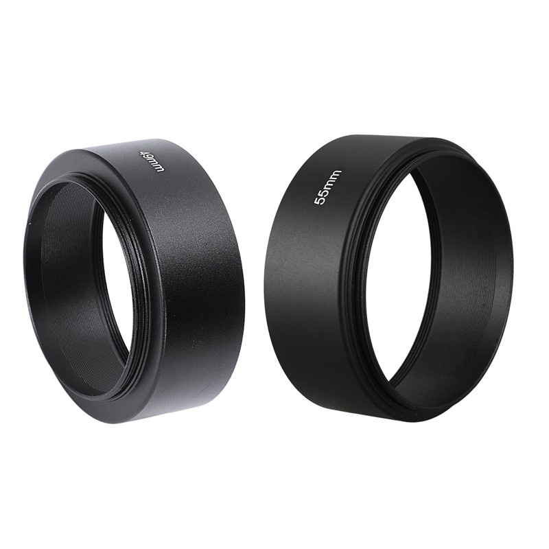 2 Pcs Mount Standard Metal Lens Hood for Canon Nikon Pentax Sony Olympus, 49Mm & 55Mm