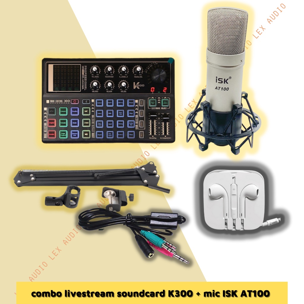 Bộ livestream K300 model 2021 Micro thu âm ISK AT100