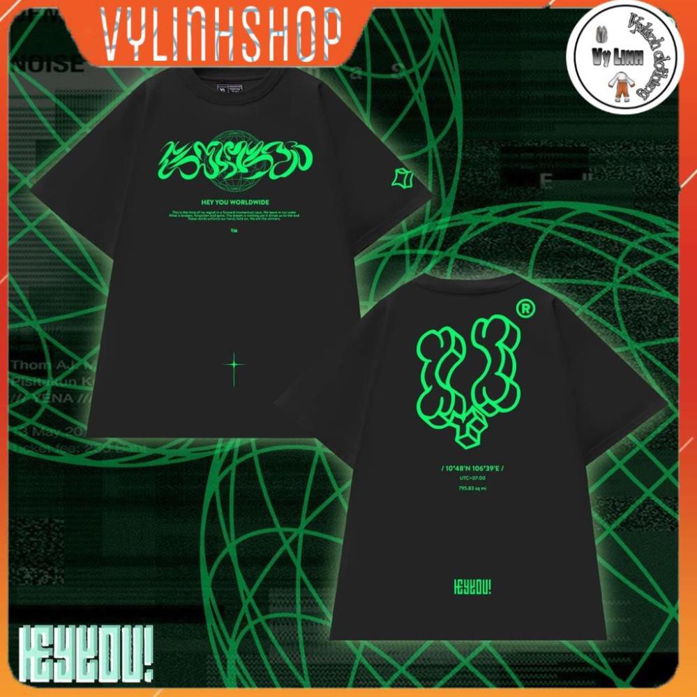 Áo phông nữ VYLINHSHOP  HEYYOU  WORLDWIDE LOGO COLLECTION 2 màu đen trắng