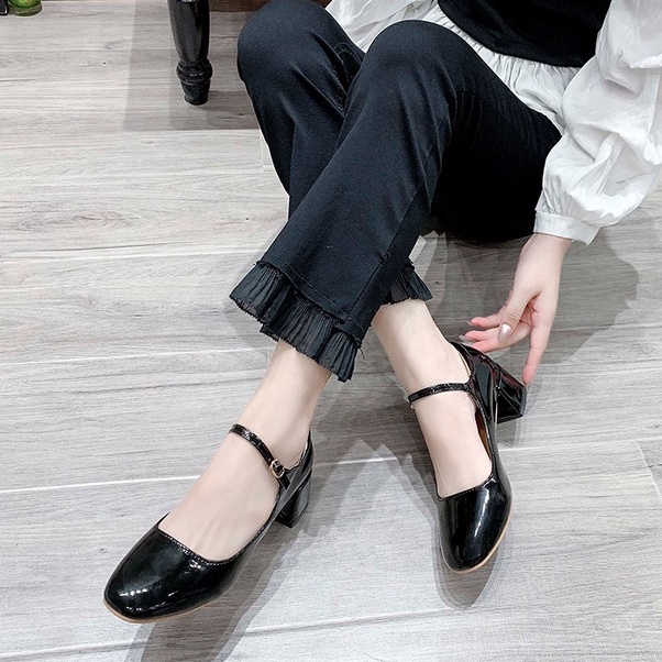 Giày cao gót nữ mũi vuông có khóa - G091