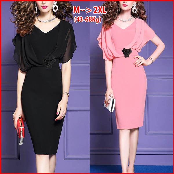 GOTI - ĐẦM ÔM DỰ TIỆC NỮ KIỂU ĐẦM ÔM BODY NỮ PHỐI VOAN ĐÍNH HOA - ĐẦM DỰ TIỆC CAO CẤP GOTI3051