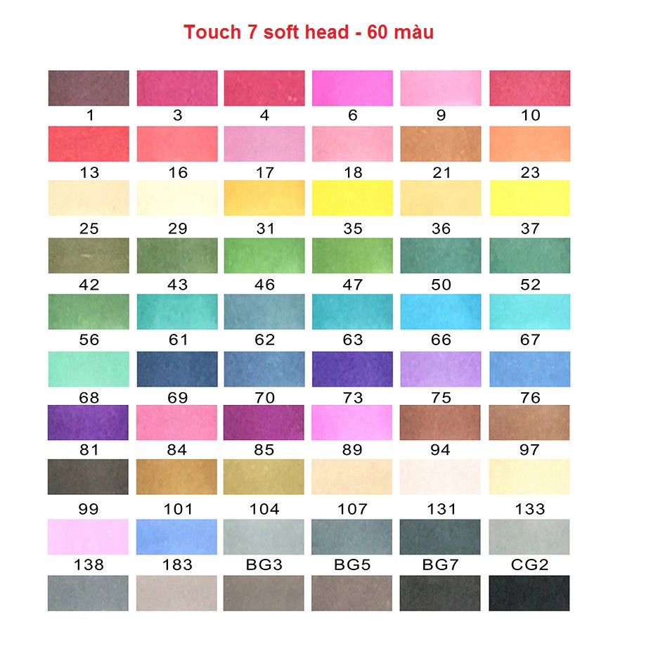 Bộ bút màu Touch 7 Soft head - set 60/80 màu