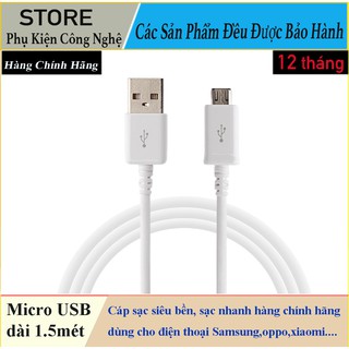 Cáp sạc Samsung Micro USB dài 1.5m hỗ trợ sạc nhanh