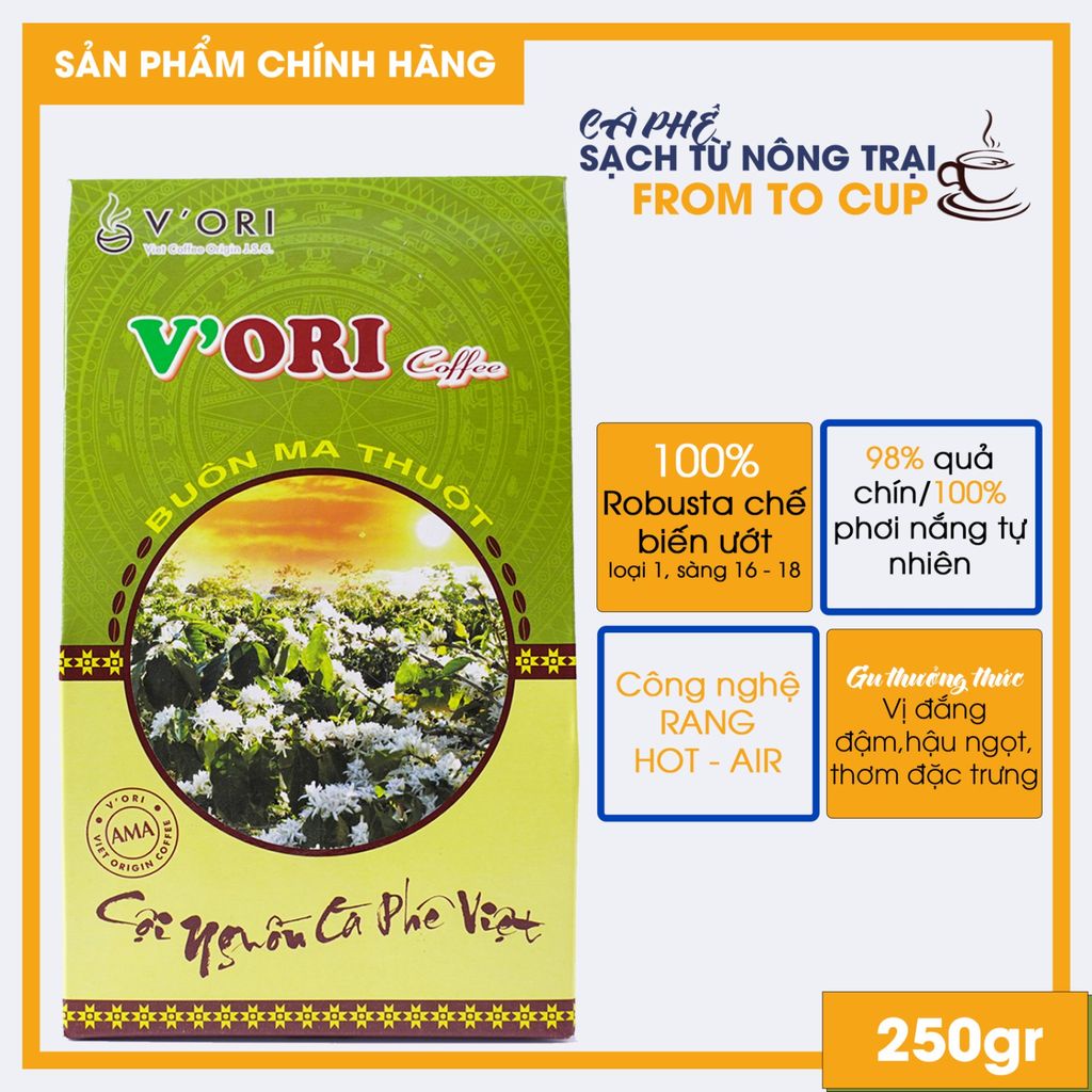 Cà phê nguyên chất Robusta AMA rang mộc,  cafe bột pha phin ngon chuẩn UTZ V'Ori | BigBuy360 - bigbuy360.vn