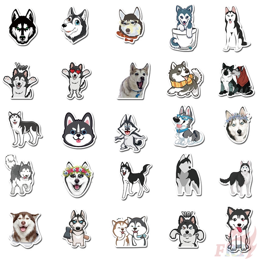 Set 50 Sticker Dán Hình Chó Husky Chống Thấm Nước