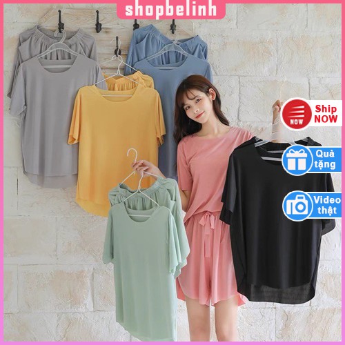 Bộ ở nhà nữ mùa hè 2021 bộ thun lạnh cotton vải đúc su không đường may hàn quốc - shopbelinh