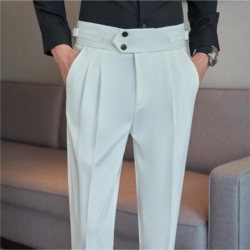 Mẫu mới - Quần tây nam , âu nam cạp cao Hàn quốc dáng côn đứng baggy gấu gập thời trang trẻ trung màu đen , màu trắng be