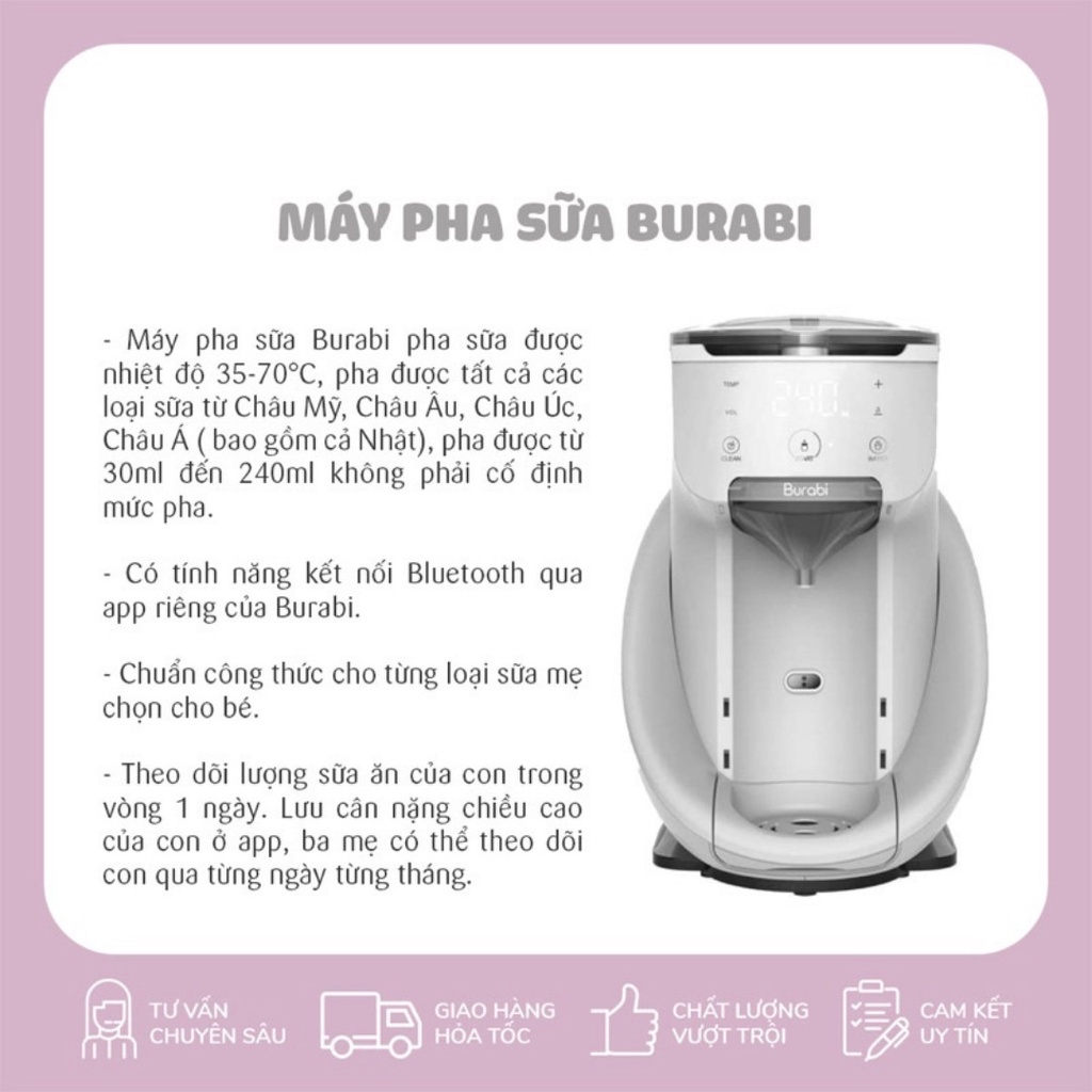 BH 1 đổi 1 - Máy Pha Sữa Thông Minh BURABI Plus – Pha được 35- 70 độ
