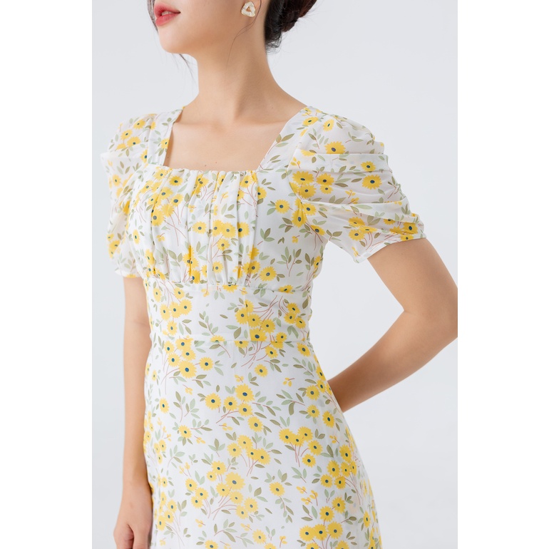 ĐẦM HOA CỔ VUÔNG 3342