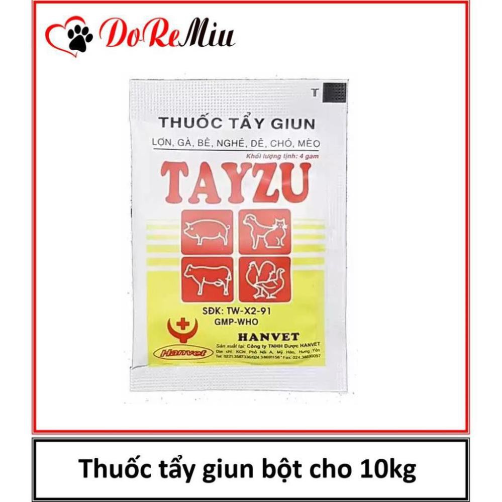 Xổ giun sán cho mèo (dạng gói Tayzu và dạng viên Hanpet)