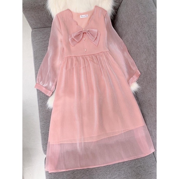 Váy Bầu von 2 lớp siêu đẹp🌸Chất voan loại 1☘️kiểu dáng tiểu thư☘️phù hợp đi chơi ☘️freesize 43-68kg