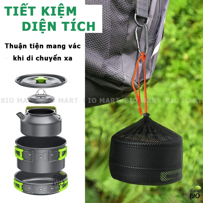 Bộ Nồi Dã Ngoại Nấu Ăn Ngoài Trời - Bộ Nồi Nấu Ăn Cắm Trại Du Lịch Nhỏ Gọn Dành Cho 2-3 Người - BIO204