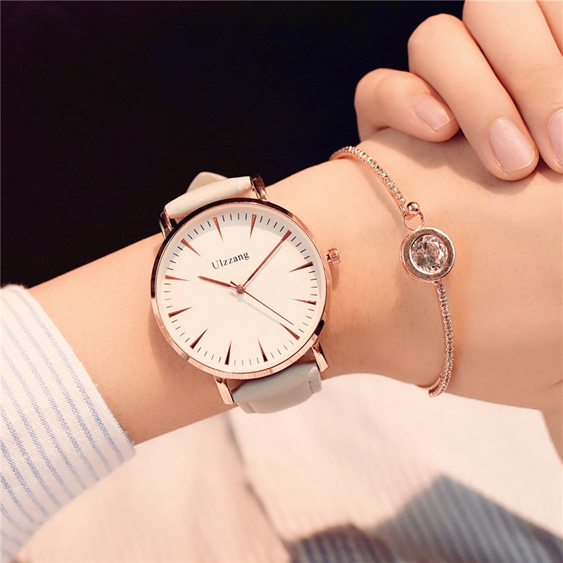 Đồng Hồ Uizzang Chống Thấm Nước Dây Da Thiết Kế Đơn Giản Cho Cặp Đôi