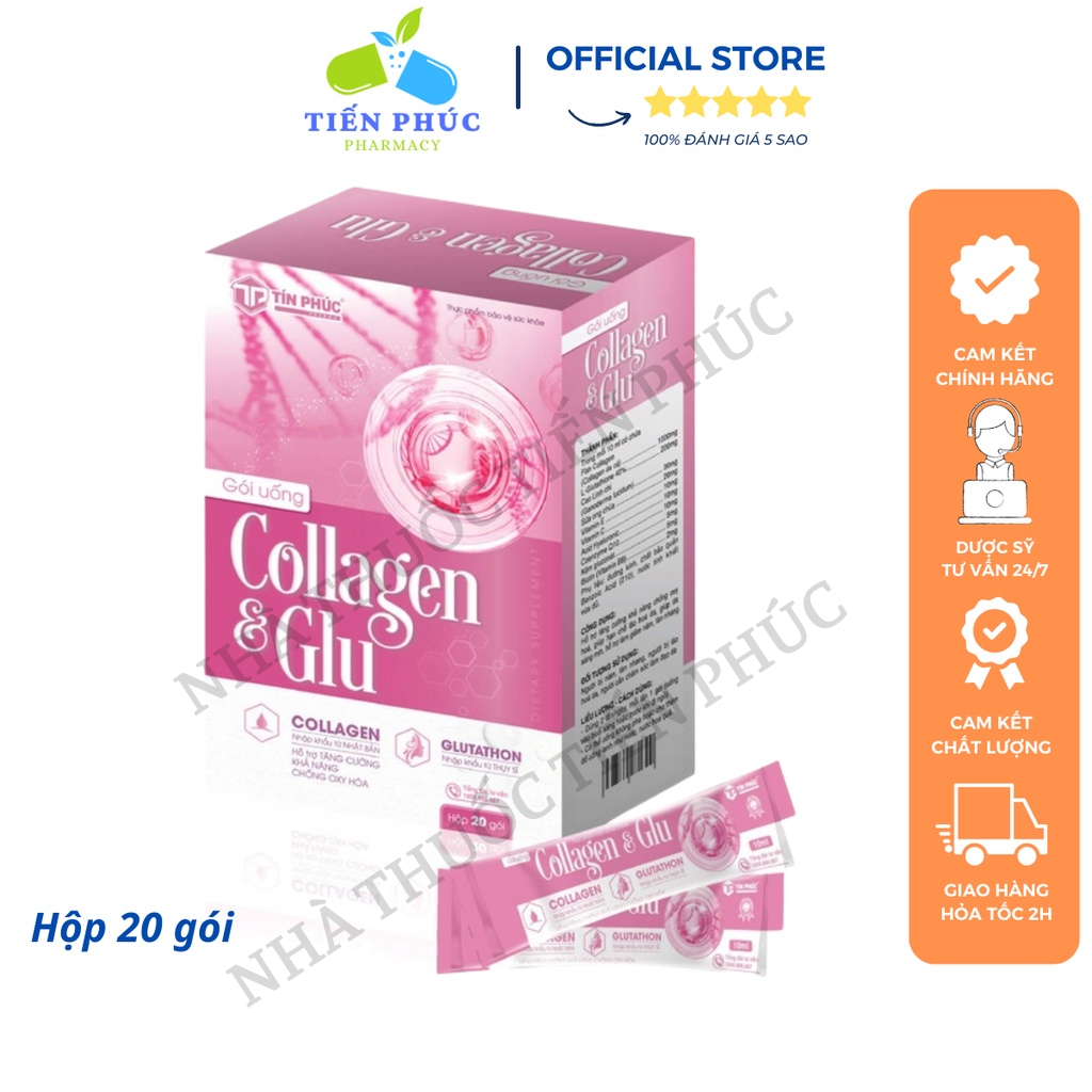 Gói uống Collagen & Glu - Hỗ trợ Giảm nám, tàn nhang, hạn chế lão hóa da Hộp 20 gói