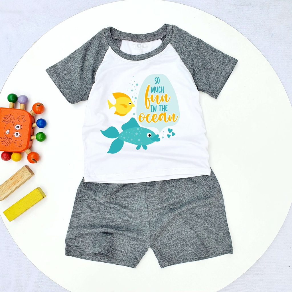 Bộ Quần Áo Bé Trai Toli Chất Liệu Cotton Mềm Mịn, Thoáng Mát, 3 Màu Cực Đáng Yêu 4-16kg