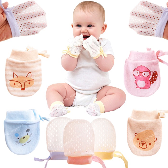 Găng Tay Dây Rút Chất Liệu Cotton Cho Bé