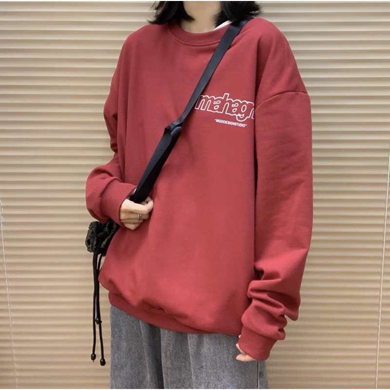 Áo Sweater Nỉ Bông Tay Dài Unisex Chữ