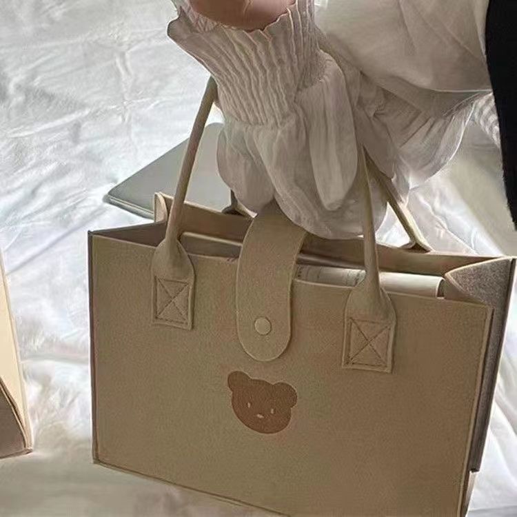 Túi Xách Cầm Tay Đa Năng Họa Tiết Gấu Hoạt Hình Dễ Thương