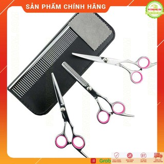 Bộ kéo cắt tỉa lông chó mèo 4 món 3 kéo 1 lược