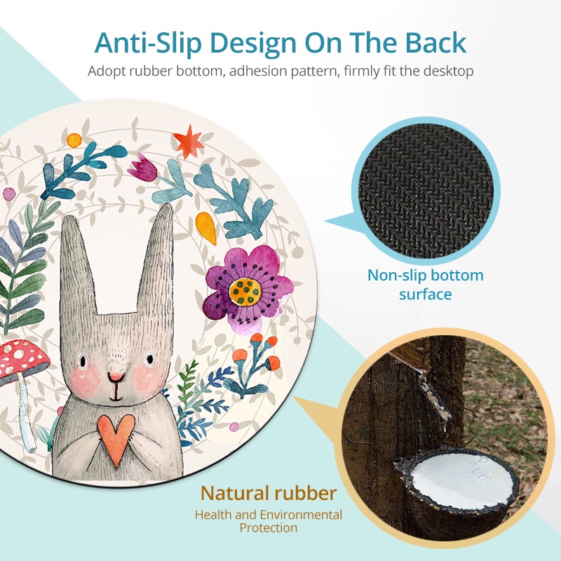 Miếng lót chuột GUUGEI hình tròn họa tiết hoạt hình dễ thương 20cm