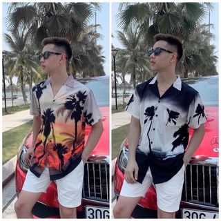 sơ mi nam họa tiết, cộc tay,  kiểu dáng hàn quốc ,vải lụa , mềm mịn,thoáng mát, không nhăn, không xù.đi biển