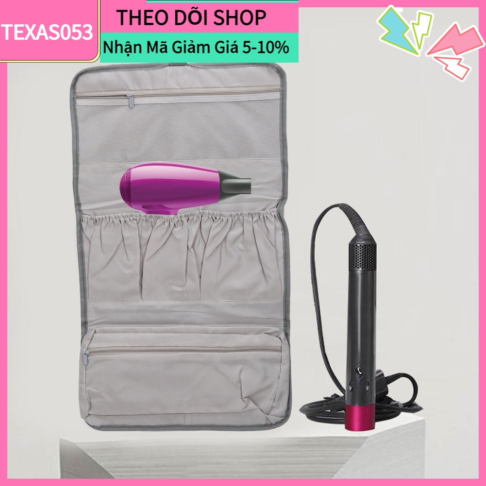 [Hàng mới về] Túi đựng nhiều ngăn có móc treo cho máy tạo kiểu tóc dyson có thể gập lại linh động đi du lịch