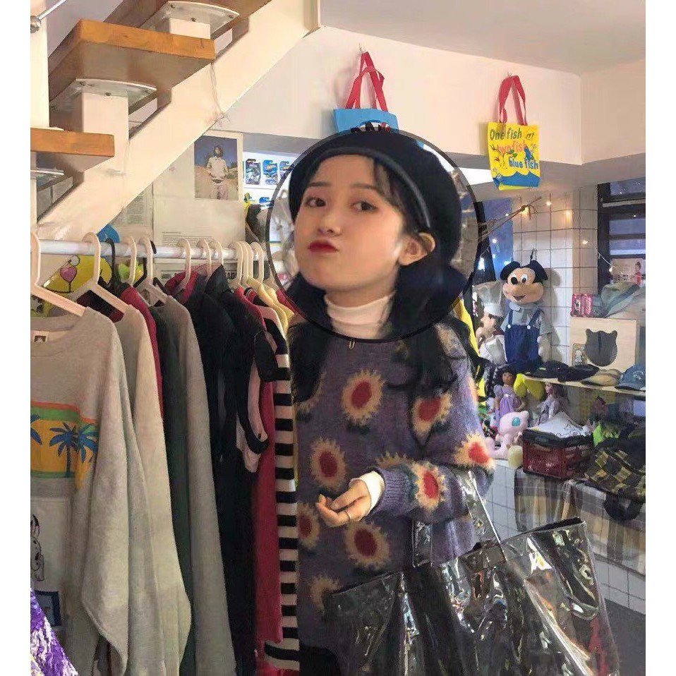 Áo len tím hoa hướng dương