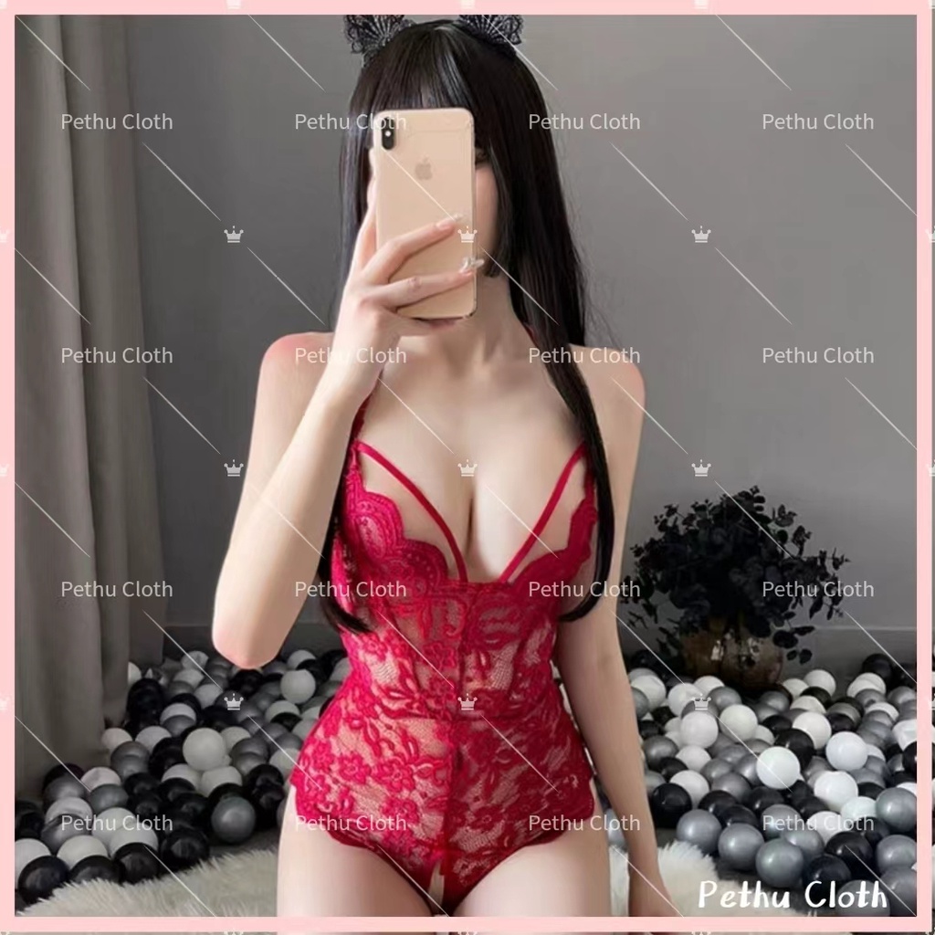 Q1,HCM) Váy ngủ sexyBodysuit 2 dây cosplay trắng siêu khiêu gợi--40-60kg--016