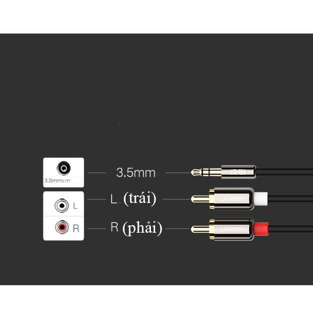 Cáp audio 3.5mm ra 2 đầu RCA dài 1.5 mét UGREEN UG-10583 ( cao cấp)