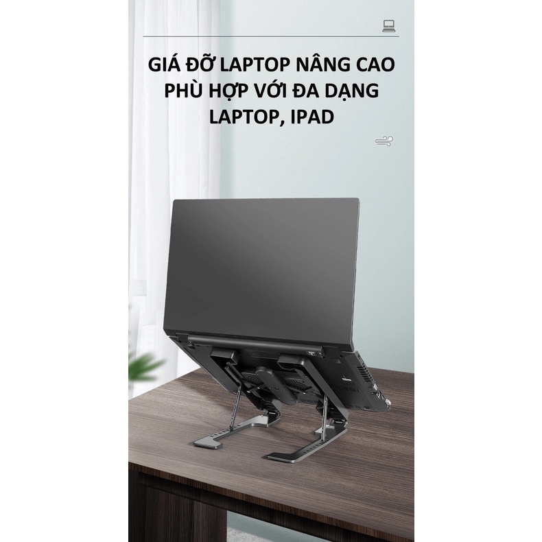 Quạt tản nhiệt laptop kết hợp giá đỡ nâng cao tiện dụng sử dụng cho Laptop, IPAD HD00026