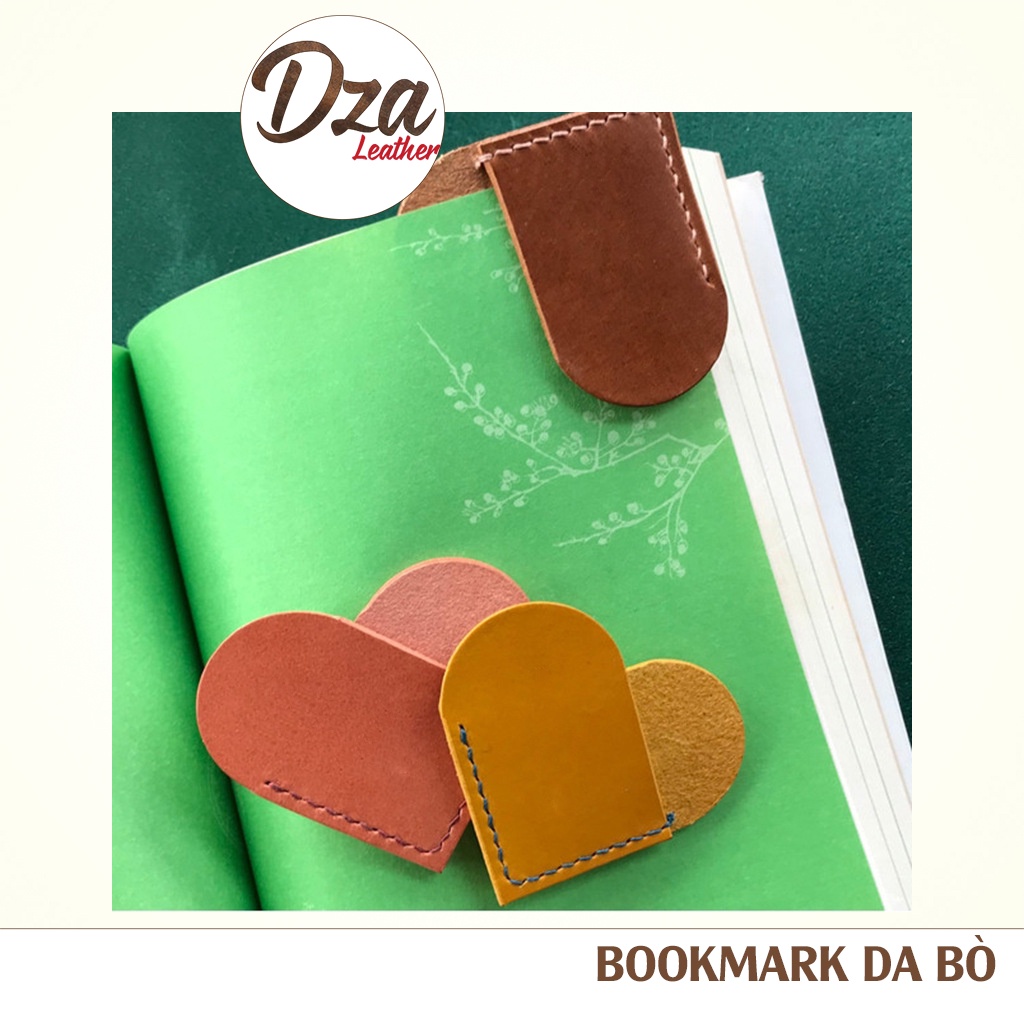 Bookmark da bò đánh dấu trang sách Dza leather nhiều màu giao màu ngẫu nhiên