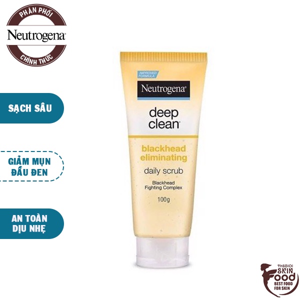 Sữa Rửa Mặt Tẩy Tế Bào Chết, Giảm Mụn Đầu Đen Neutrogena Deep Clean Blackhead Eliminating Daily Scrub 100g