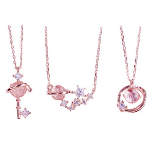 vòng cổ Mạ Bạc 925 Mặt Hình Hành Tinh Đính Đá B859