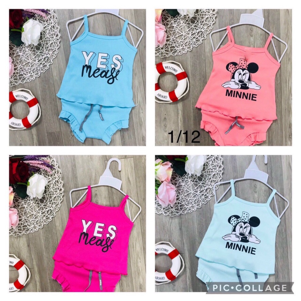 ( Khuyến mãi ) Đồ bộ áo hai dây quần chip hình mecky va chu Yes cho bé từ 6kg-26kg.BDBG45. .