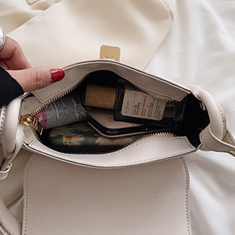 Túi Đeo Vai Có Khóa Màu Xanh Dương Phong Cách Pháp Thời Trang Cho Nữ