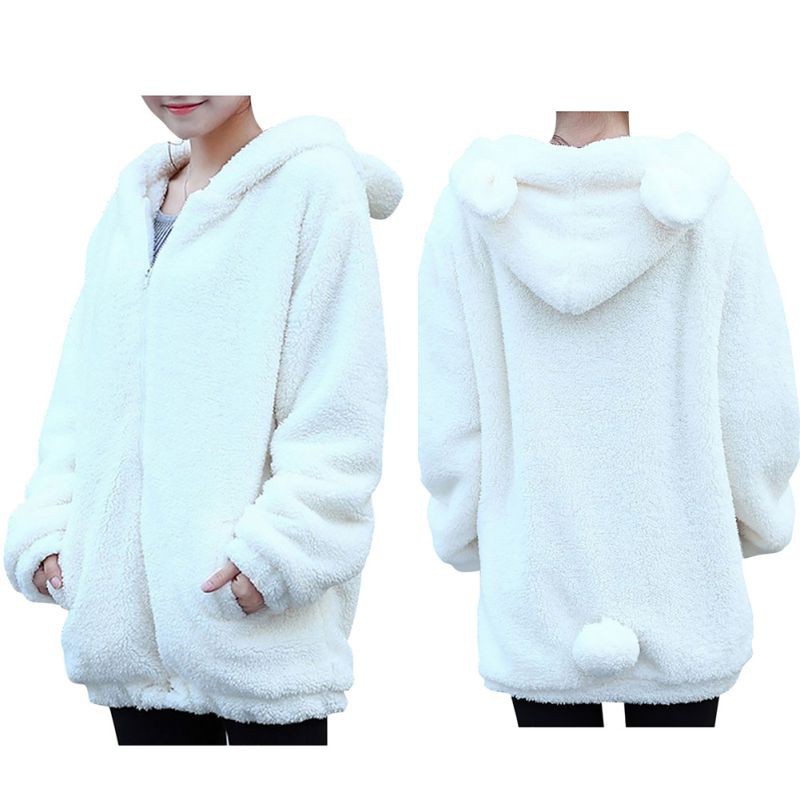 Áo Hoodie mùa đông tai gấu dễ thương cho nữ