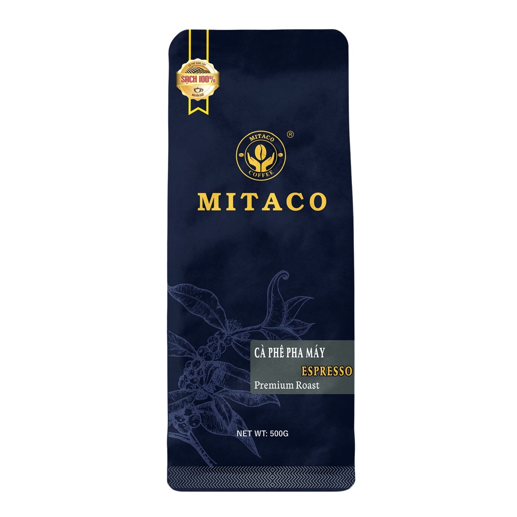 Cà phê pha máy nguyên chất (Espresso) MITACO COFFEE (Gói 500g)