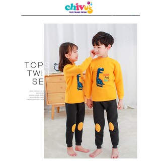 Bộ quần áo thu đông dài tay chất cotton nỉ mặc cực ấm cho bé trai, bé gái từ 12-20kg