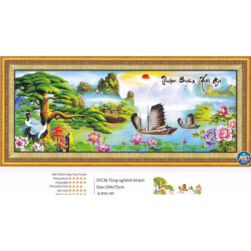 Tranh đính đá Thuận buồm xuôi gió DF136-DF634 (chưa đính đá, chưa khung)