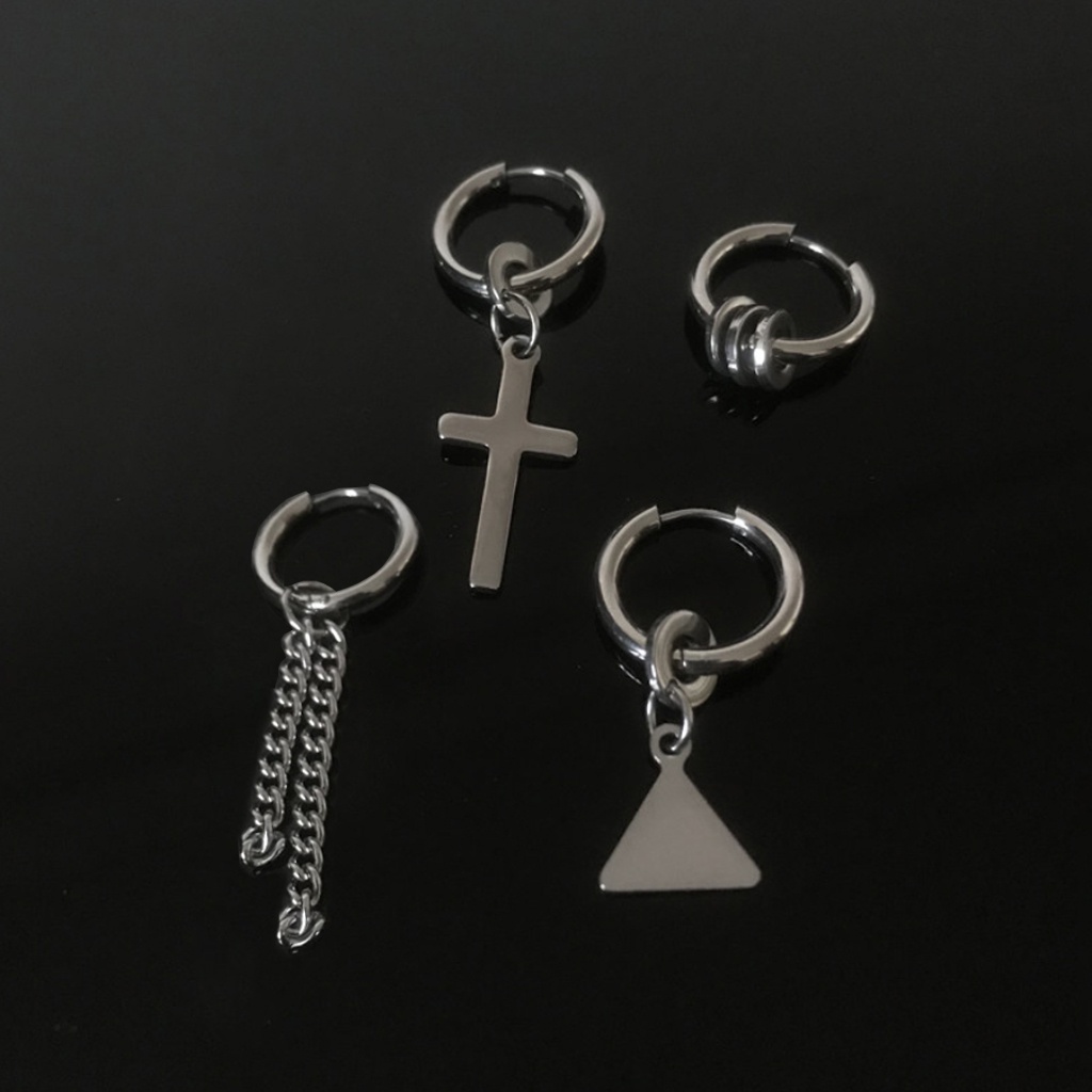 Khuyên tai nam nữ thiết kế nhiều kiểu dáng đẹp, phong cách thời trang cá tính hip hop siêu ngầu