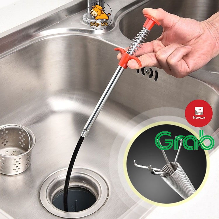 Lò xo thông cống dây gắp rác 4 móc giúp thoát nước tránh tắc nghẽn cống tiện dụng GD137