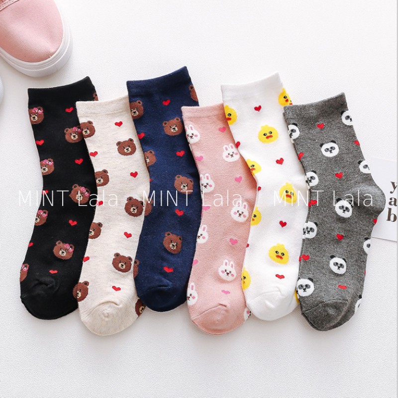 Tất Cotton Họa Tiết Động Vật Đáng Yêu