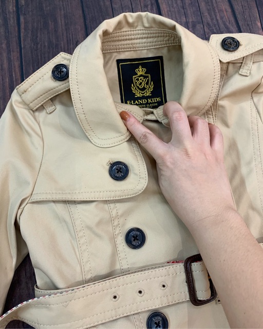 Trench coat buộc eo kẻ 2 màu