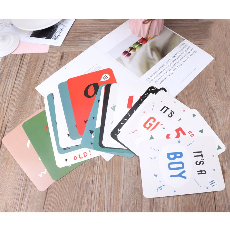 Set 20 Thẻ Hình Ảnh Vui Nhộn Dùng Làm Phụ Kiện Chụp Ảnh Cho Bé Sơ Sinh
