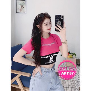 Sét 2 áo croptop in chữ trước phong cách TTSLA0176