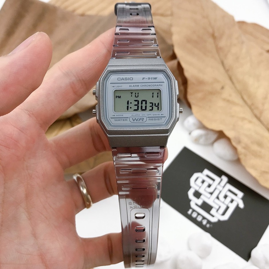 Đồng hồ nam/nữ Casio F-91 / F-91WS-8 dây nhựa, chống nước, có đèn led, hàng chính hãng