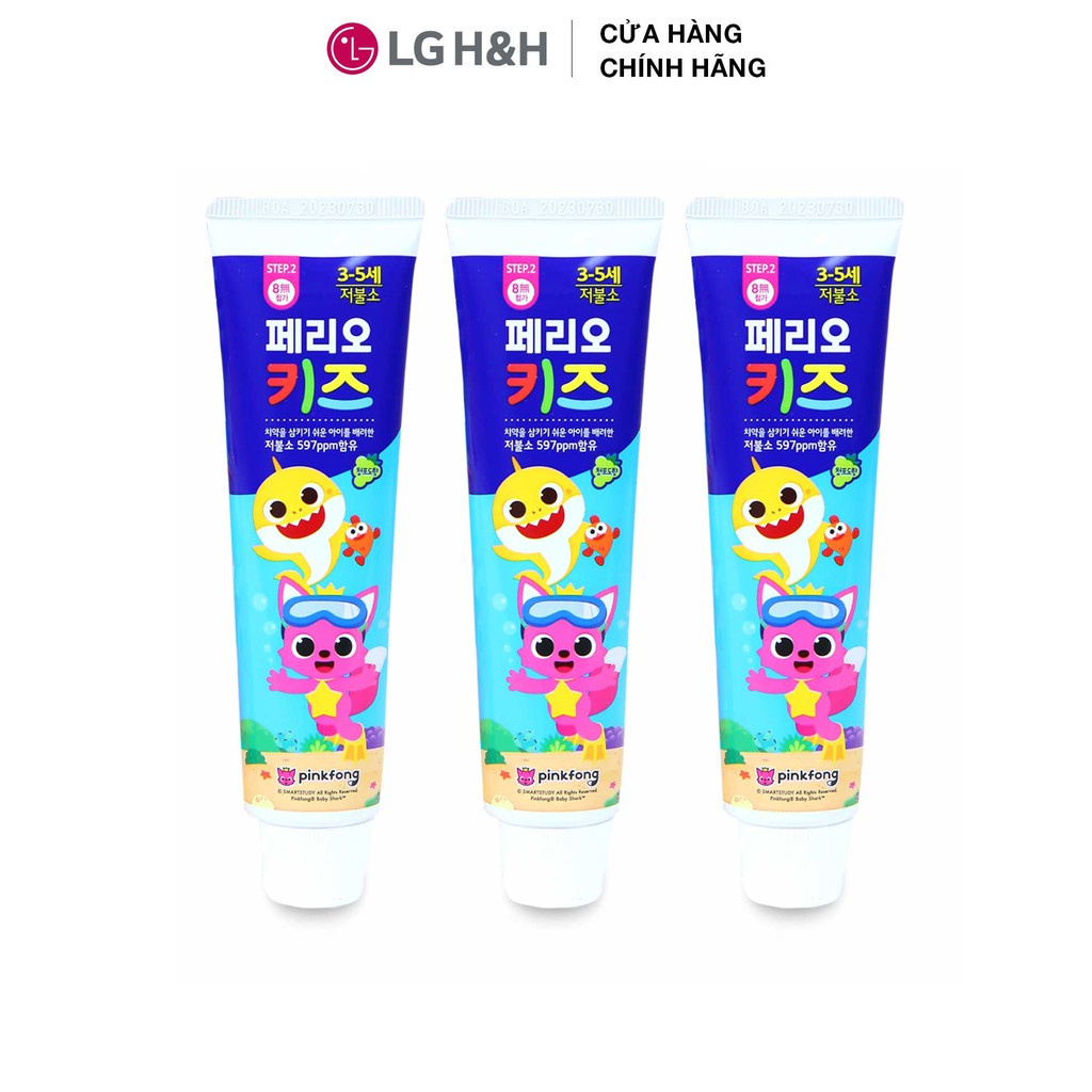 Combo 3 Kem đánh răng trẻ em Perioe Pinkfong Hàn Quốc step 2 ( 3-5 tuổi) - 3x75gr