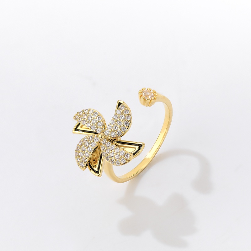 [Jiudoulan] Nhẫn Hở Mạ Vàng Hình Cối Xay Gió Nhỏ Có Thể Điều Chỉnh Cho Nữ