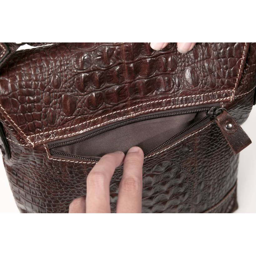 Túi da nam đeo chéo Fttleather da bò nguyên tấm cao cấp màu nâu đậm TD030441